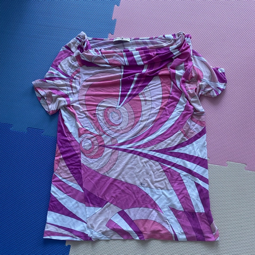 👛Emilio Pucci Vintage Pink 1990s Cowl Neck Blouse👛